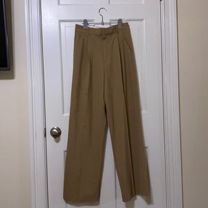 Zara High Waist Wide Leg Pleated Taupe Brown Pants